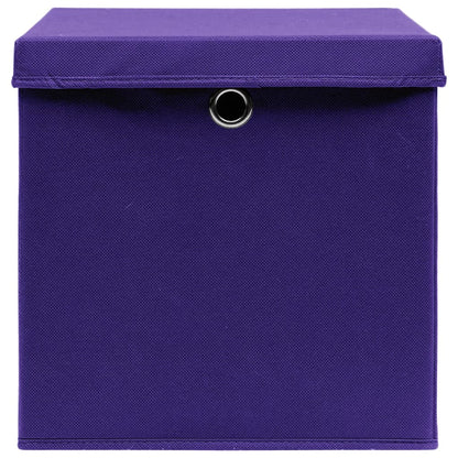 Opbergboxen met deksel 10 st 28x28x28 cm paars