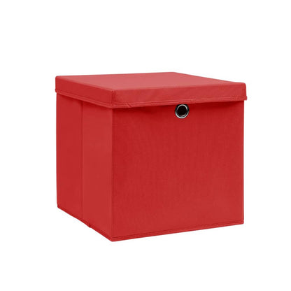 Opbergboxen met deksel 10 st 28x28x28 cm rood