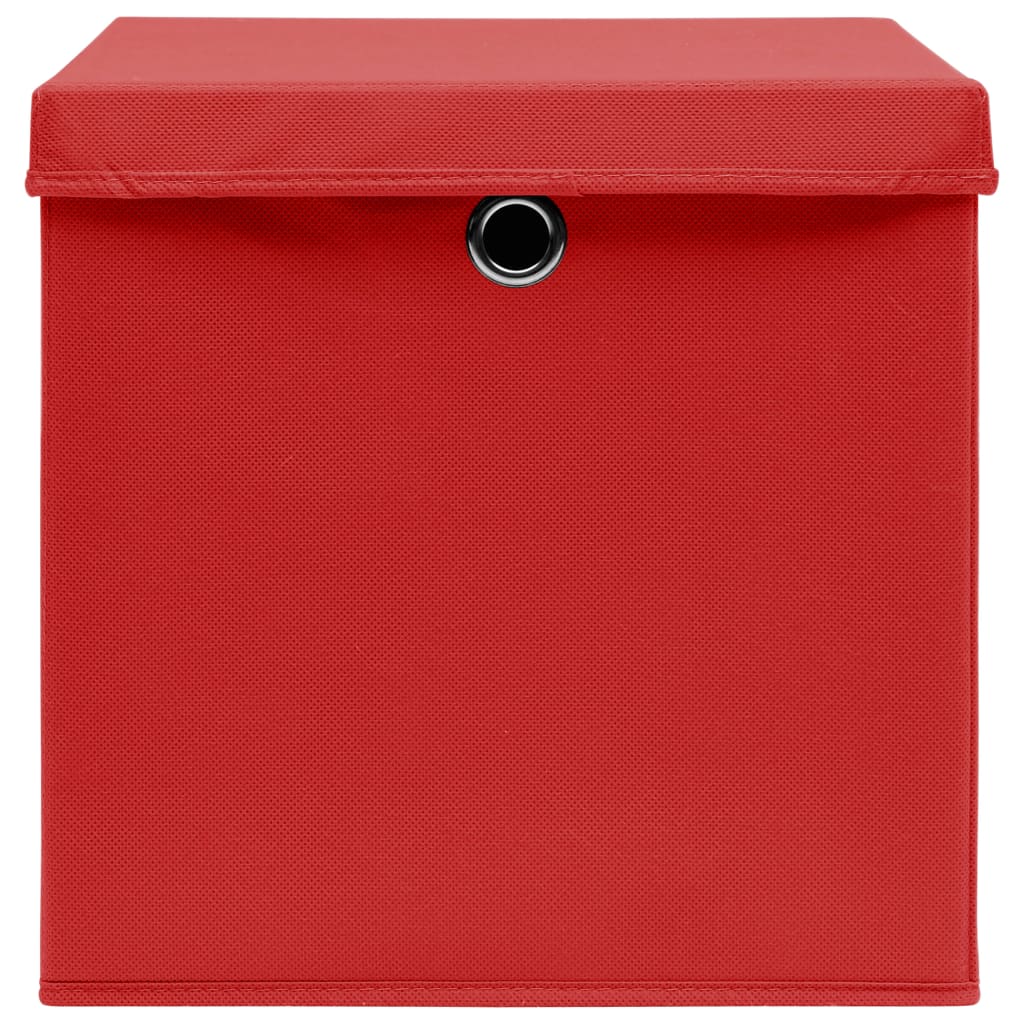 Opbergboxen met deksel 10 st 28x28x28 cm rood