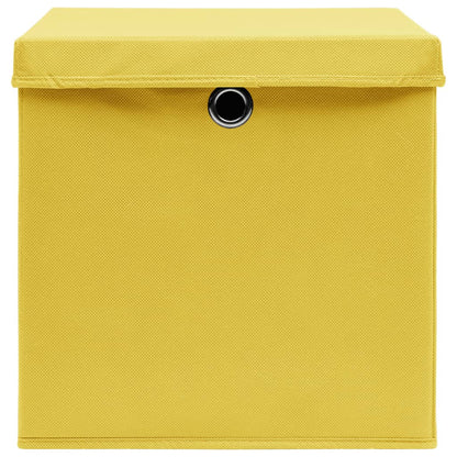 Opbergboxen met deksel 10 st 28x28x28 cm geel