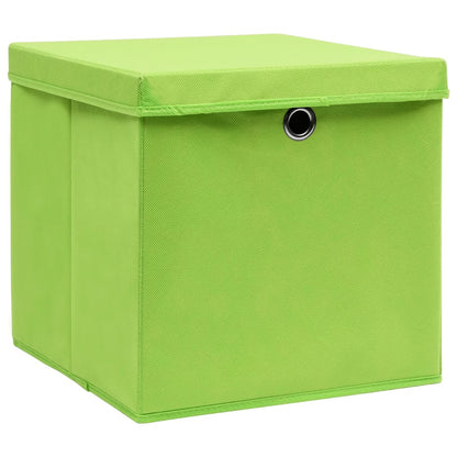 Opbergboxen met deksel 10 st 28x28x28 cm groen