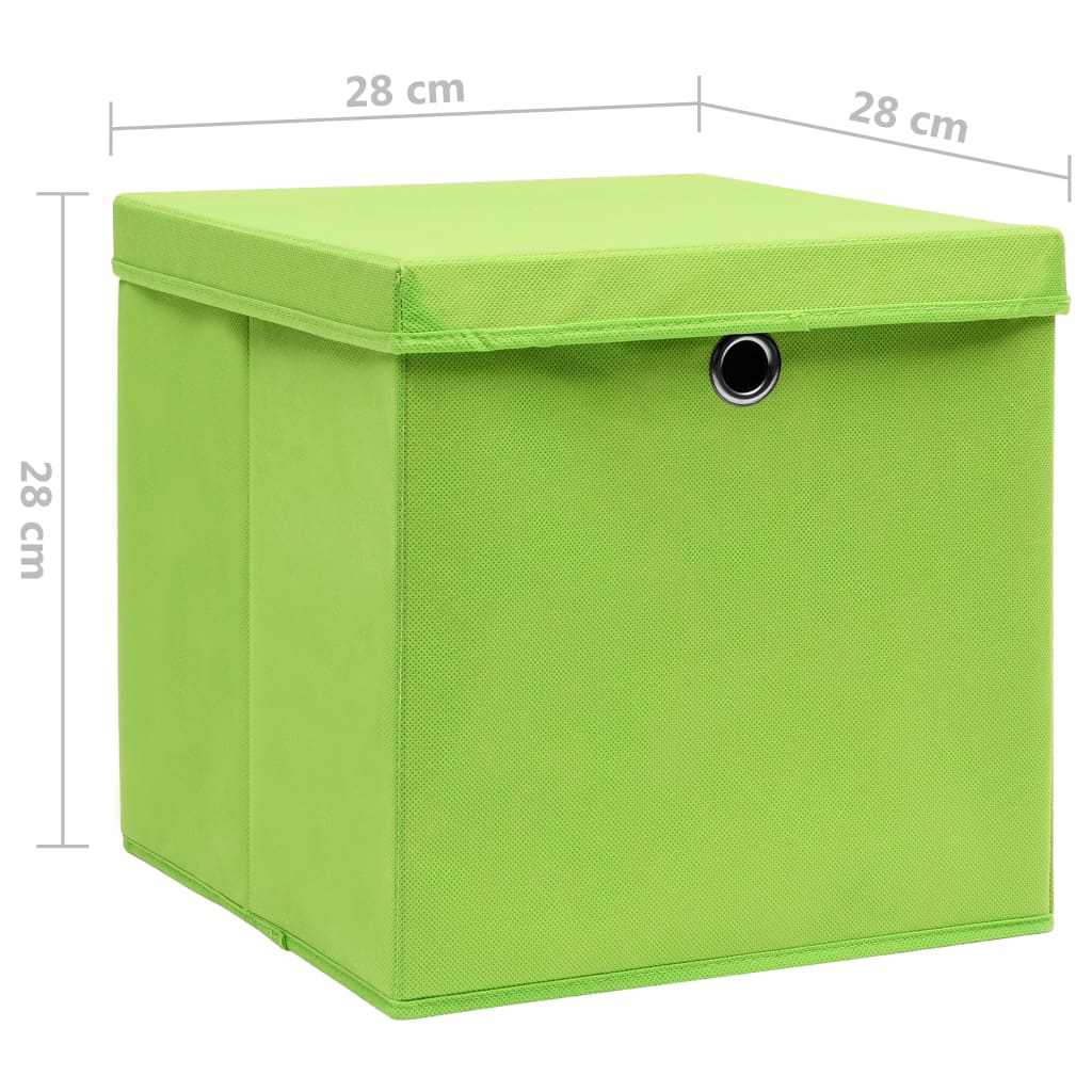 Opbergboxen met deksel 10 st 28x28x28 cm groen