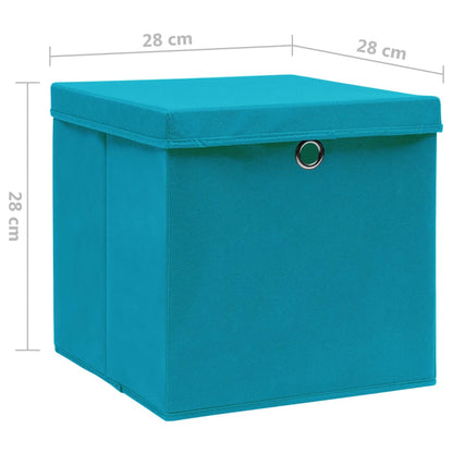 Opbergboxen met deksel 10 st 28x28x28 cm babyblauw