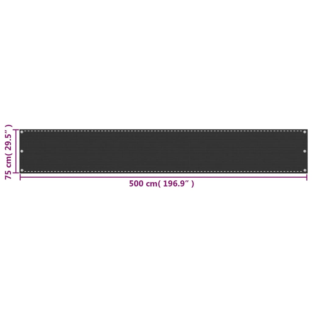 Balkonscherm 75x500 cm HDPE antracietkleurig