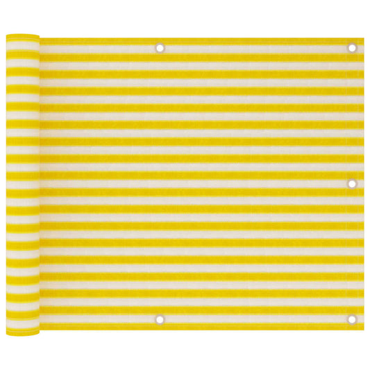Balkonscherm 75x300 cm HDPE geel en wit