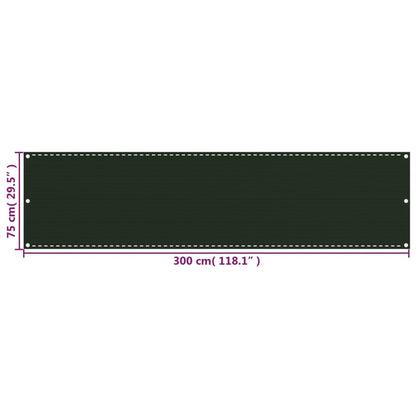 Balkonscherm 75x300 cm HDPE donkergroen