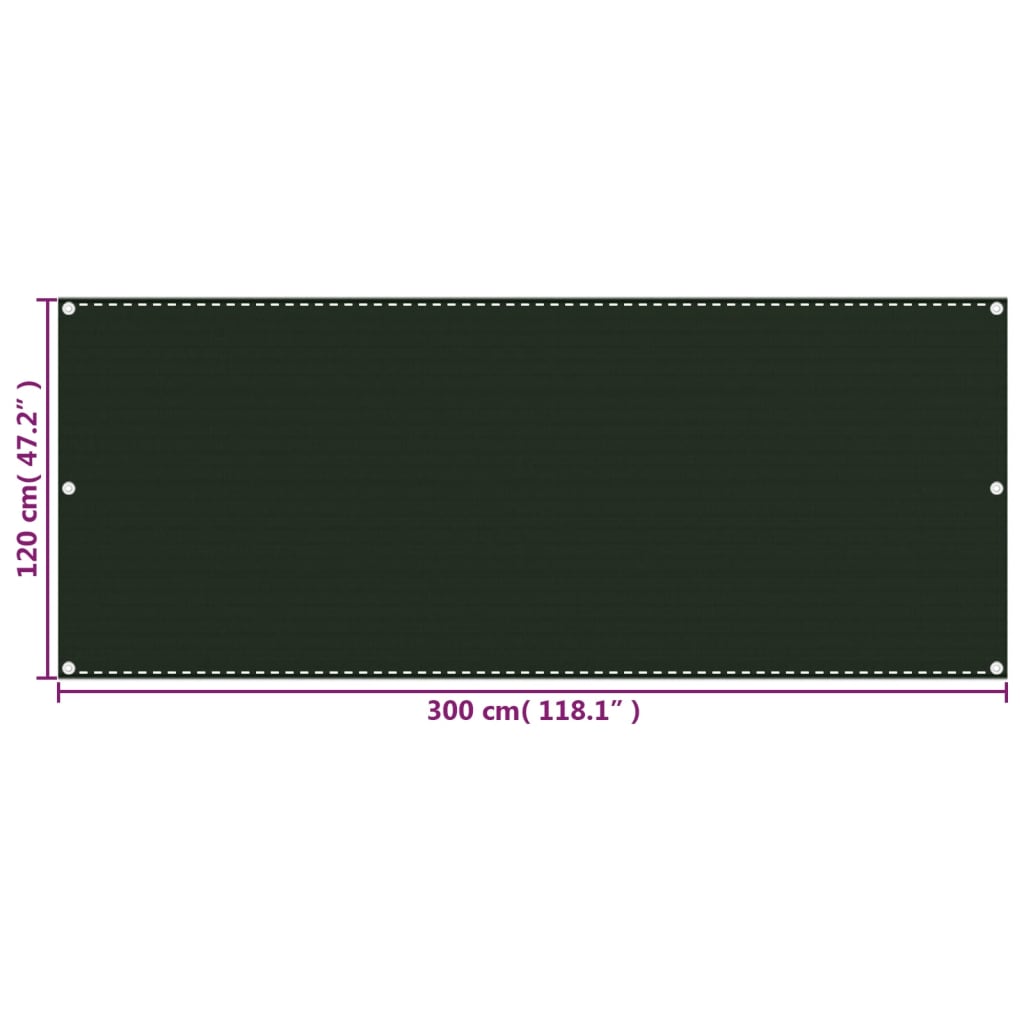 Balkonscherm 120x300 cm HDPE donkergroen