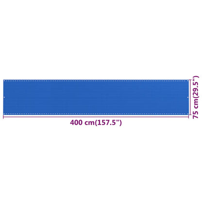 Balkonscherm 75x400 cm HDPE blauw