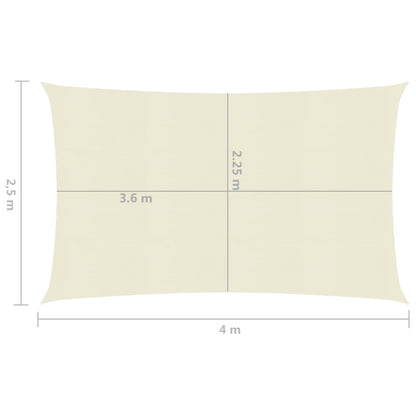 Zonnezeil 160 g/m² 2,5x4 m HDPE crèmekleurig