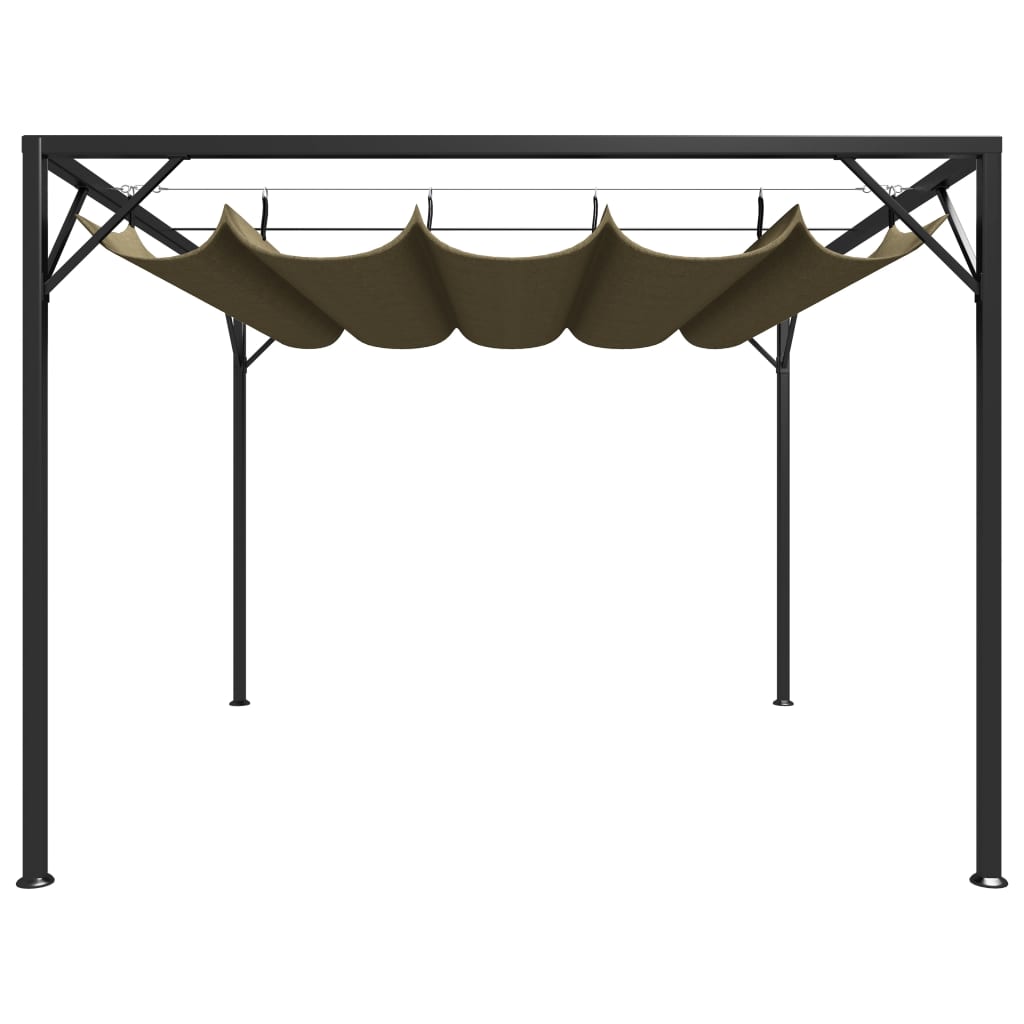 Tuinprieel met uittrekbaar dak 180 g/m² 3x3 m taupe