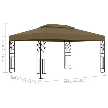 Prieel met dubbel dak 180 g/m² 3x4 m taupe
