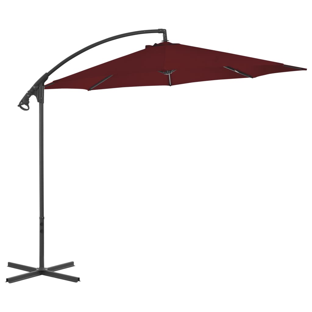 Zweefparasol met stalen paal 300 cm bordeauxrood