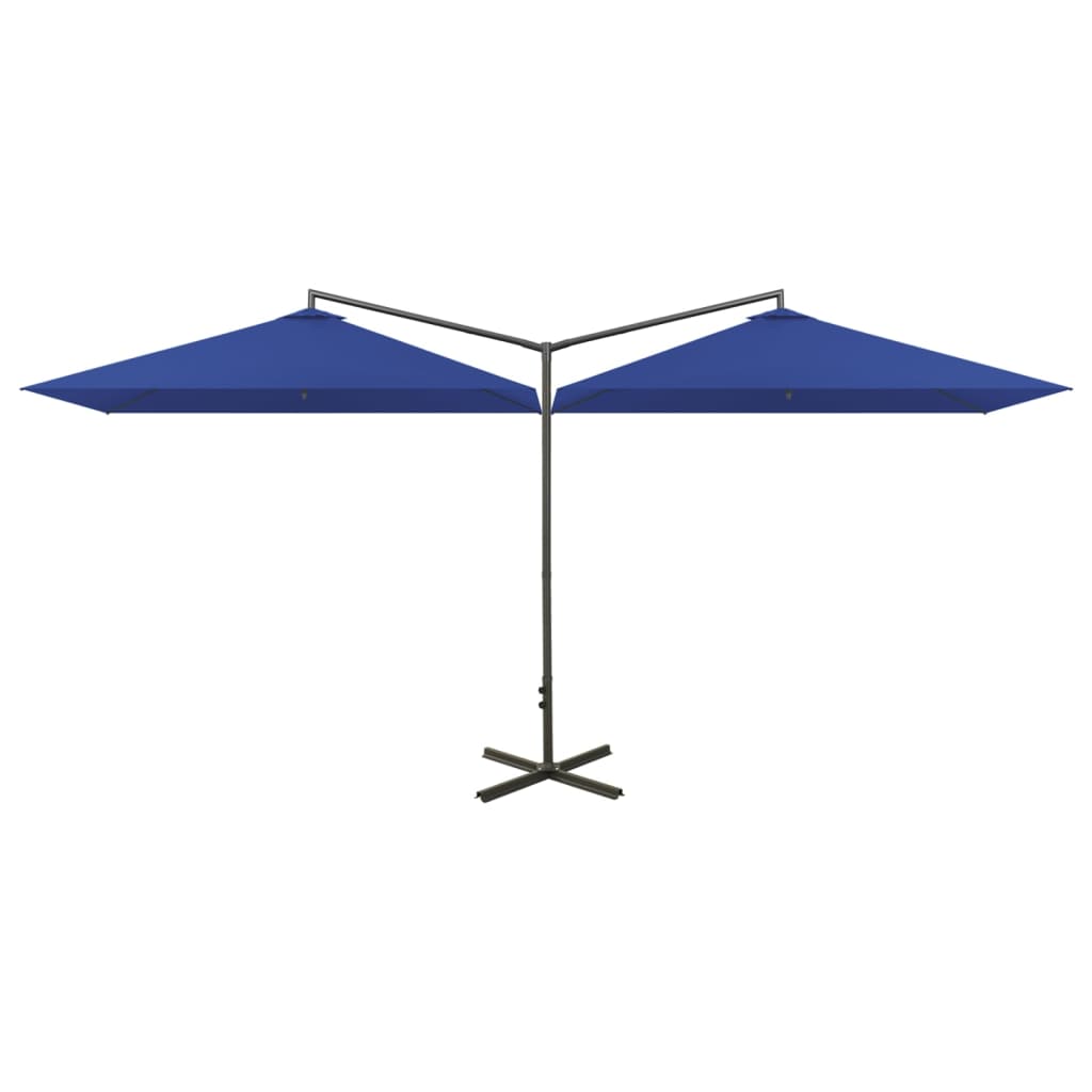 Parasol dubbel met stalen paal 600x300 cm azuurblauw