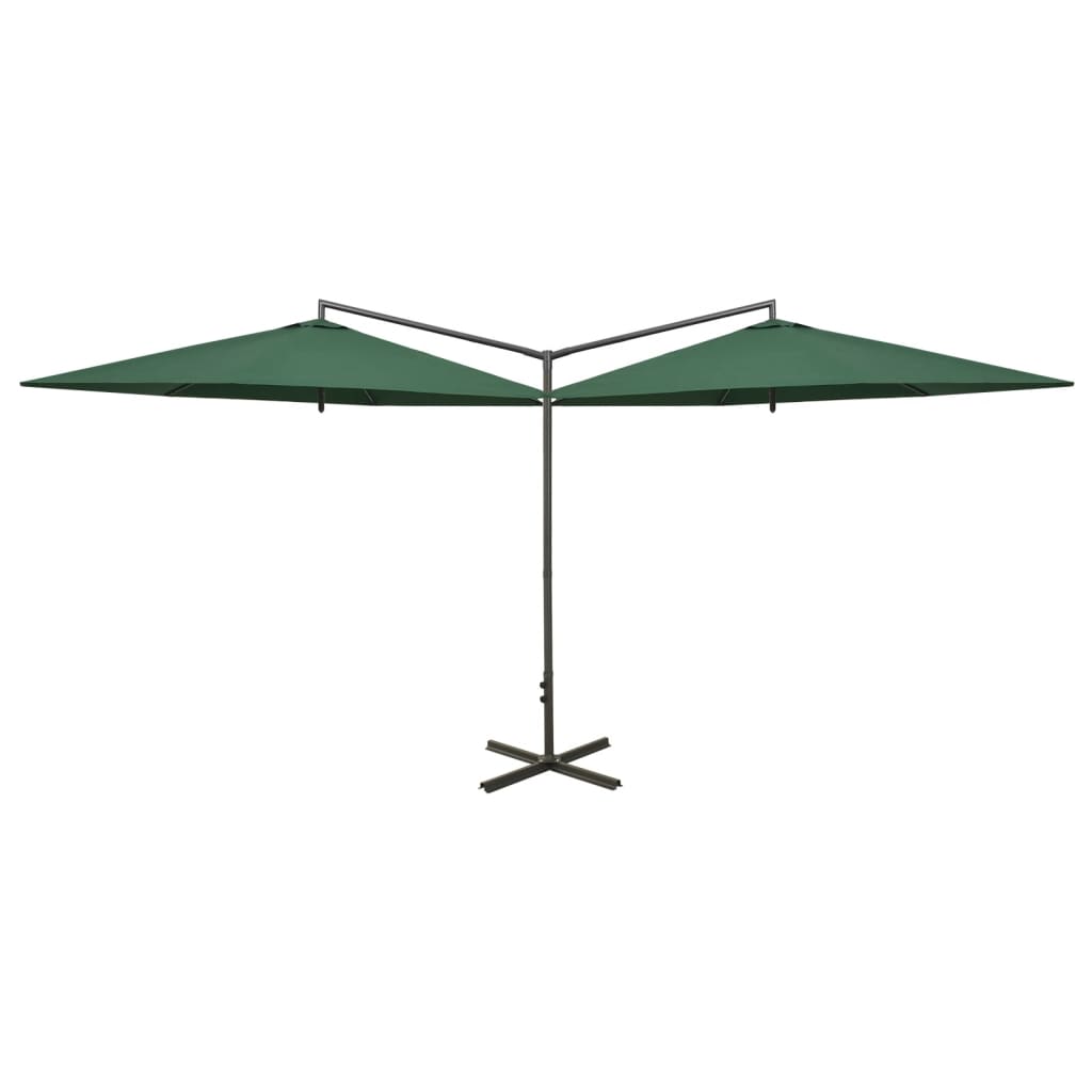 Parasol dubbel met stalen paal 600 cm groen