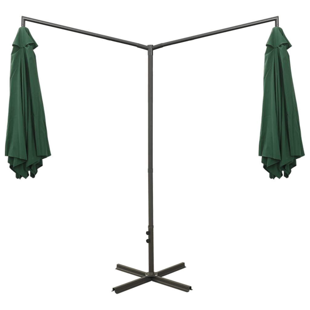 Parasol dubbel met stalen paal 600 cm groen