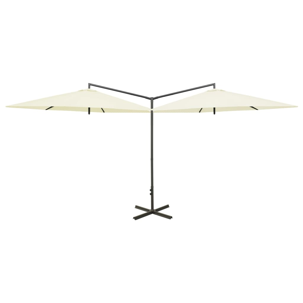 Parasol dubbel met stalen paal 600 cm zandkleurig