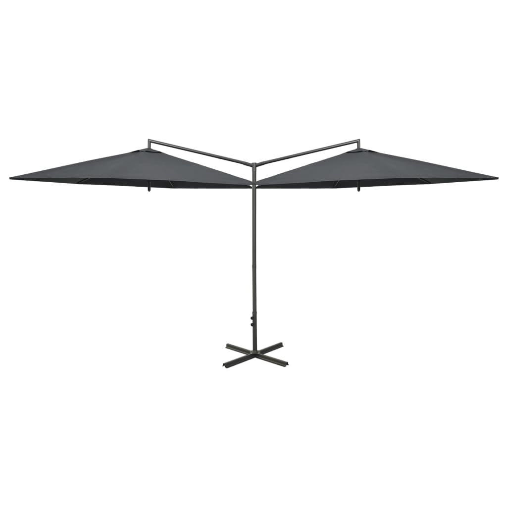 Parasol dubbel met stalen paal 600 cm antracietkleurig