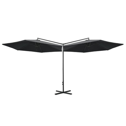 Parasol dubbel met stalen paal 600 cm antracietkleurig