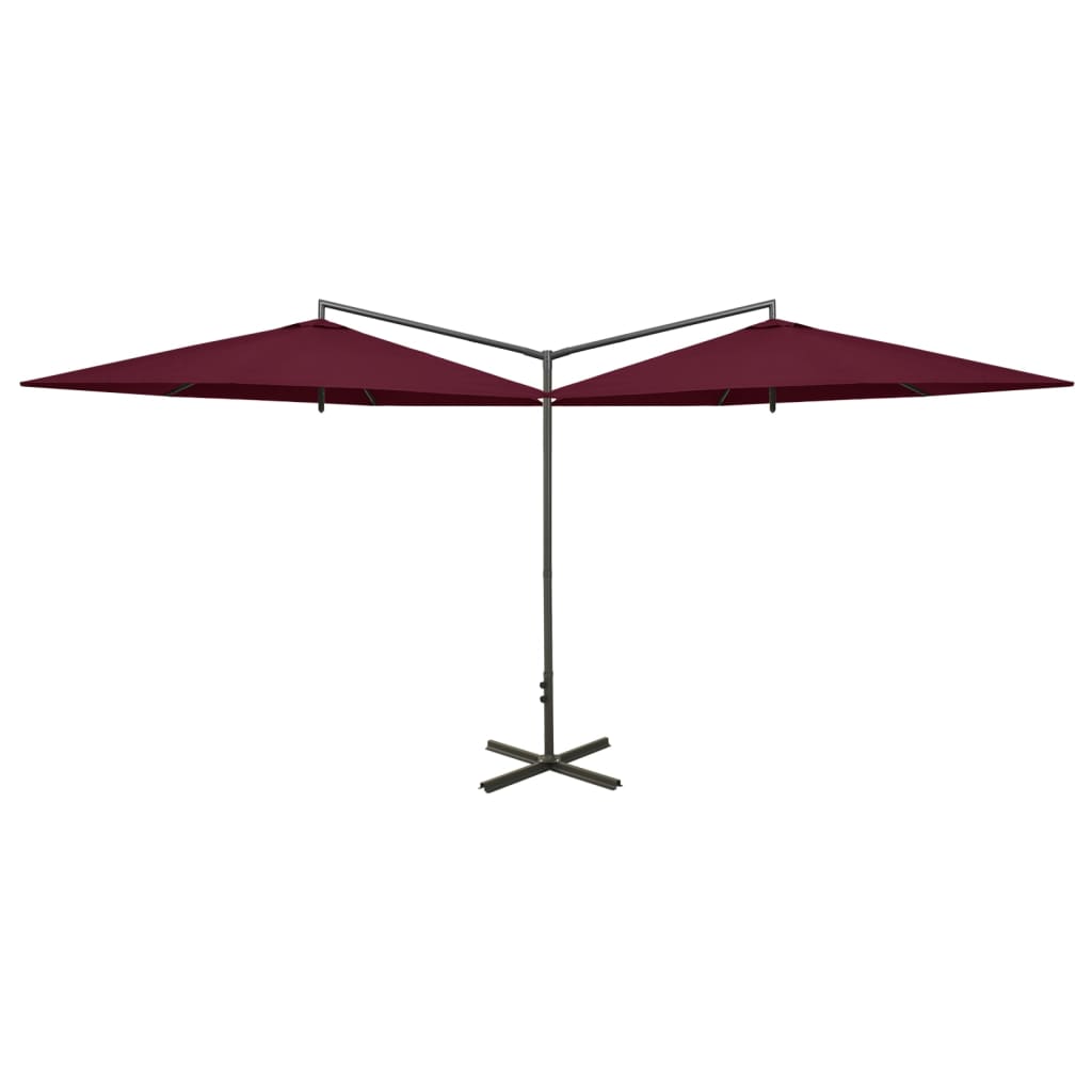 Parasol dubbel met stalen paal 600 cm bordeauxrood