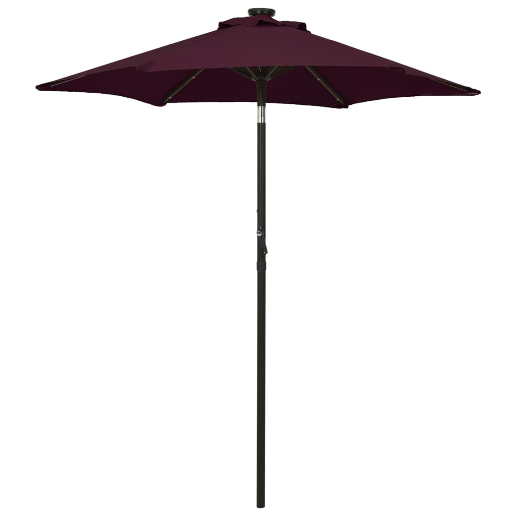 Parasol met LED-verlichting 200x211 cm aluminium bordeauxrood