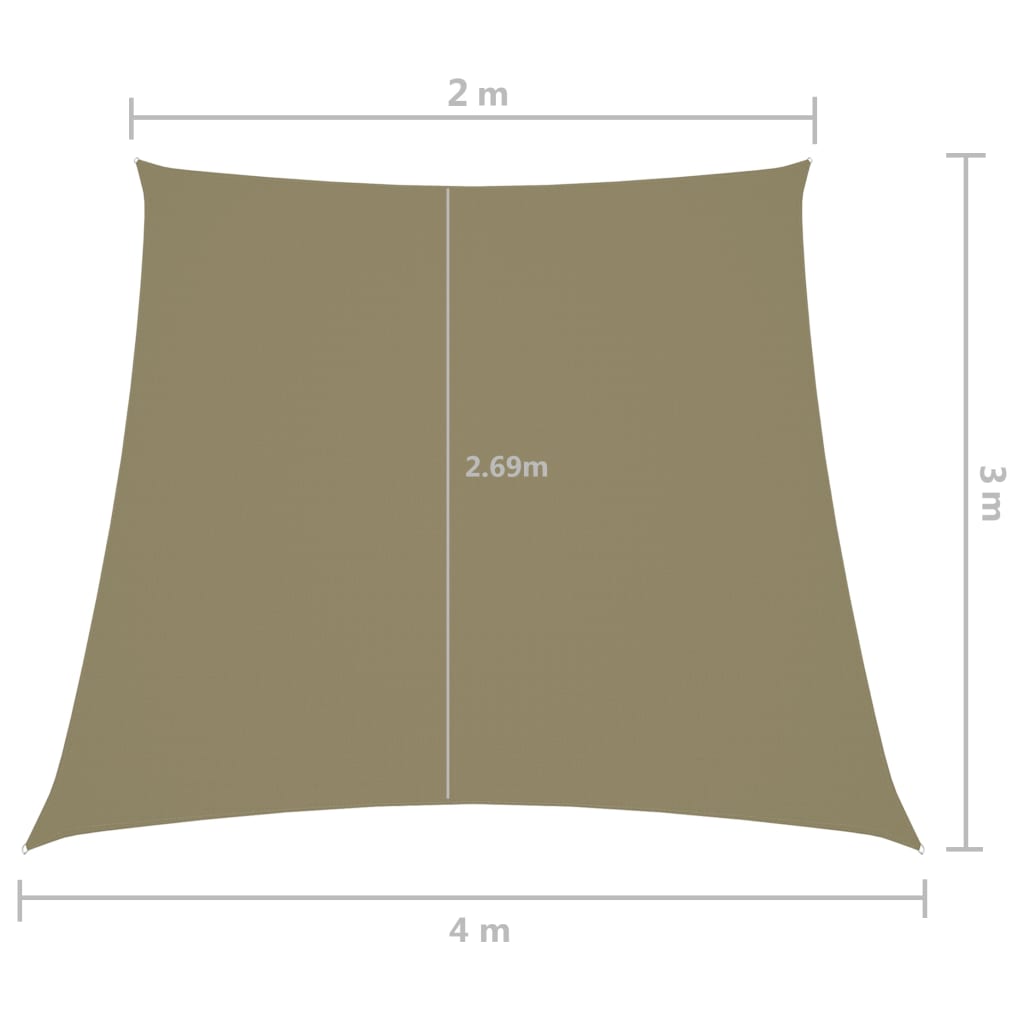 Zonnezeil trapezium 2/4x3 m oxford stof beige