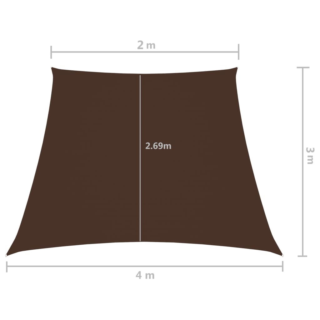 Zonnezeil trapezium 2/4x3 m oxford stof bruin