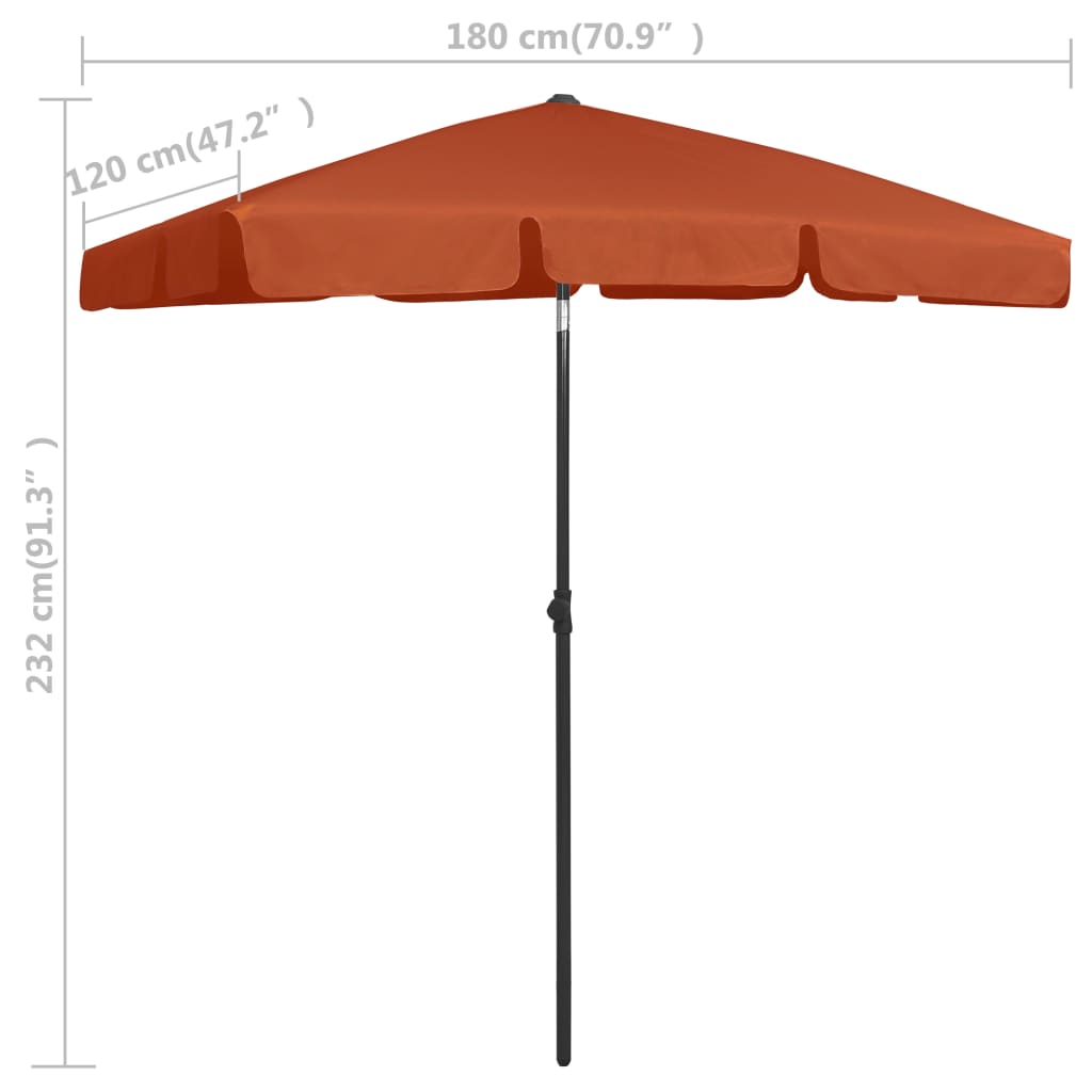 Strandparasol 180x120 cm terracottakleurig