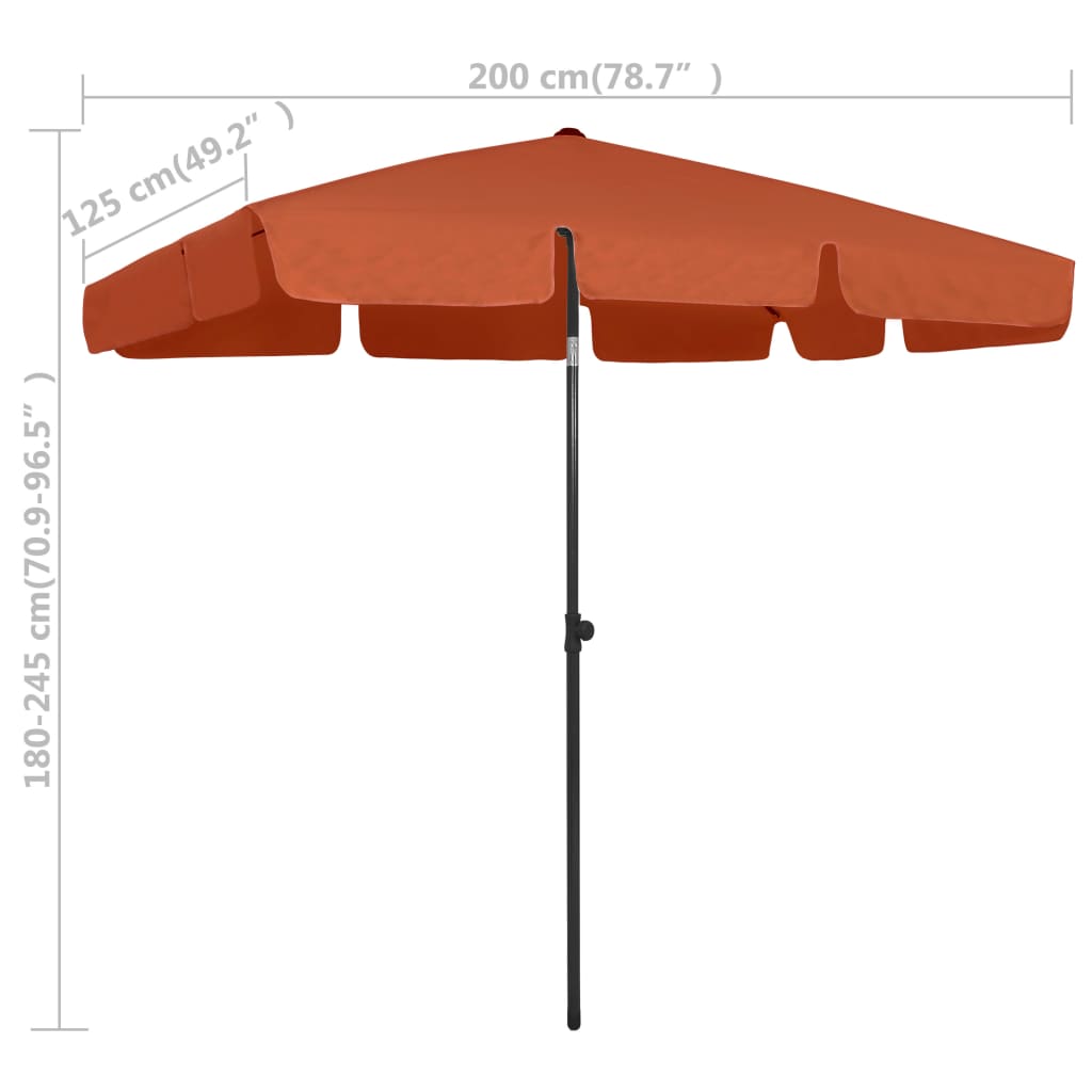 Strandparasol 200x125 cm terracotta