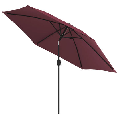 Parasol met LED-verlichting en stalen paal 300 cm bordeauxrood