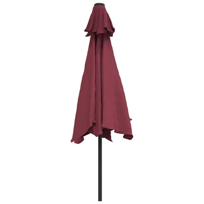 Parasol met LED-verlichting en stalen paal 300 cm bordeauxrood