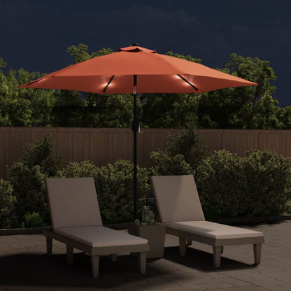 Parasol met LED-verlichting en stalen paal 300 cm terracotta