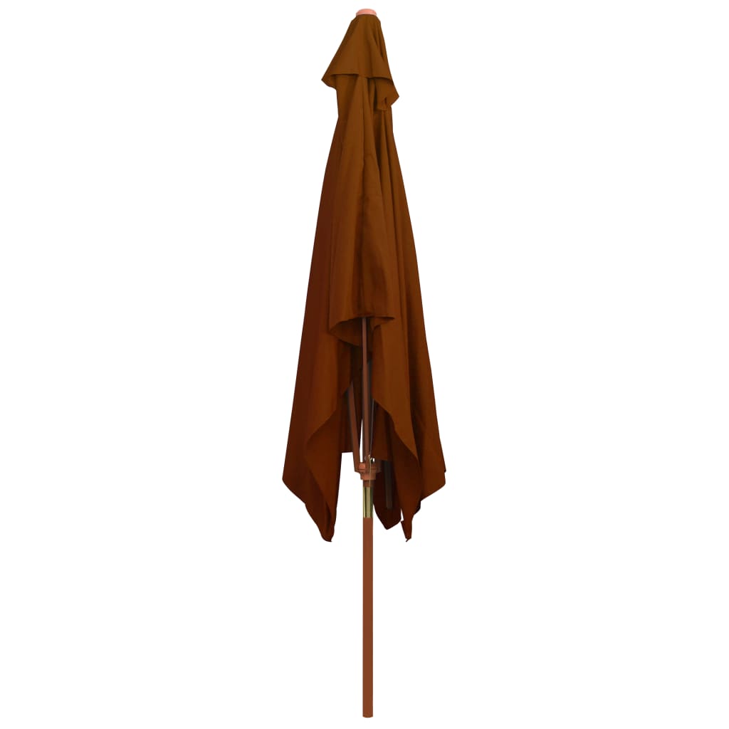 Parasol met houten paal 200x300 cm terracottakleurig