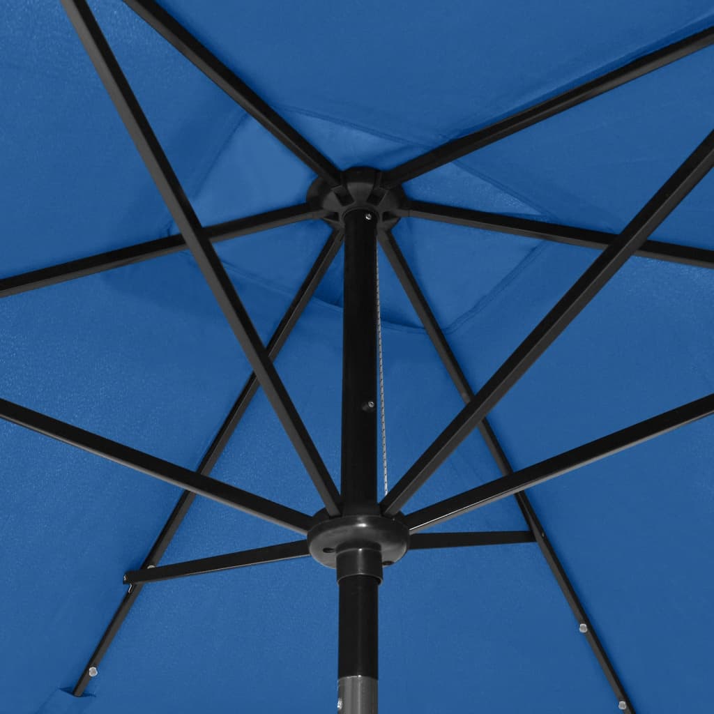 Parasol met LED's en stalen paal 2x3 m azuurblauw