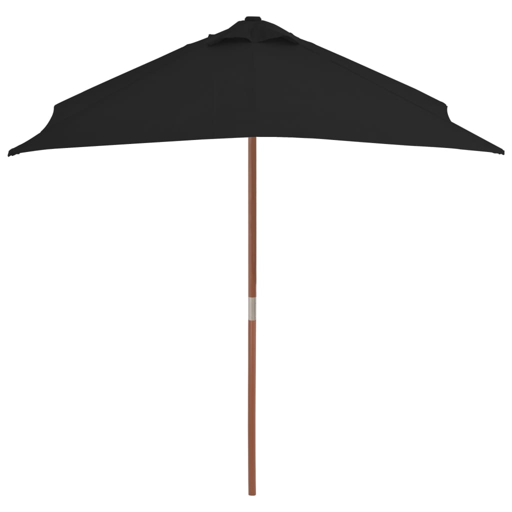 Parasol met houten paal 150x200 cm zwart