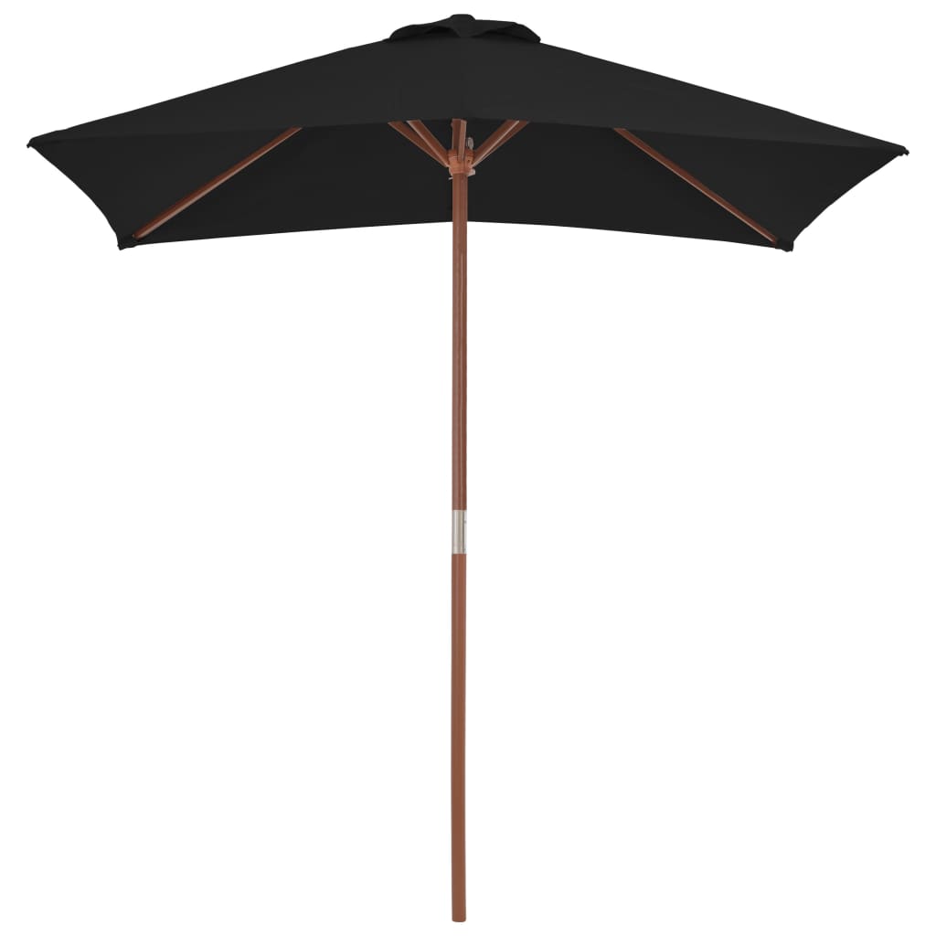 Parasol met houten paal 150x200 cm zwart