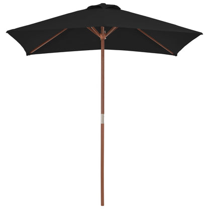 Parasol met houten paal 150x200 cm zwart