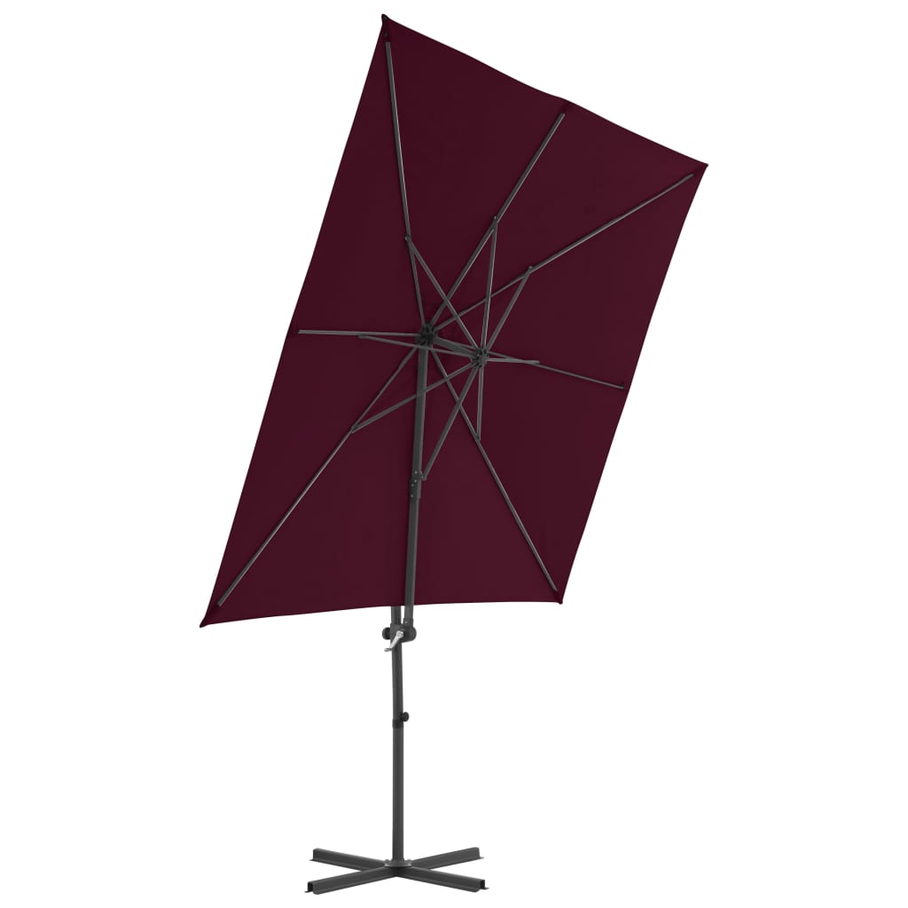 Zweefparasol met stalen paal 250x250 cm bordeauxrood