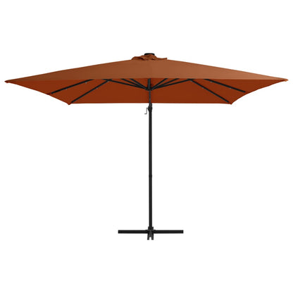 Zweefparasol met LED-verlichting 250x250 cm terracottakleurig