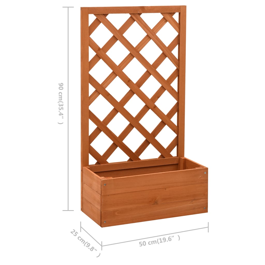 Latwerkplantenbak 50x25x90 cm massief vurenhout oranje