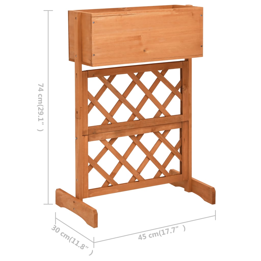 Latwerkplantenbak 45x30x74 cm massief vurenhout oranje