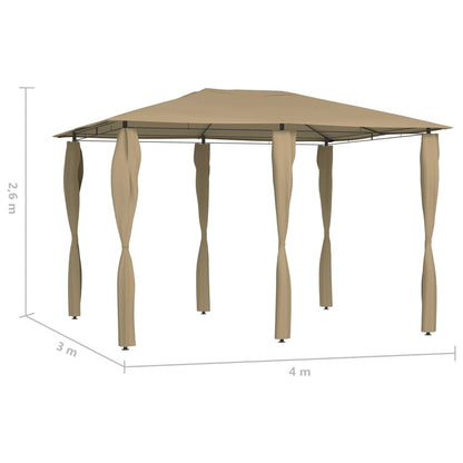 Prieel met paalhoezen 160 g/m² 3x4x2,6 m taupe