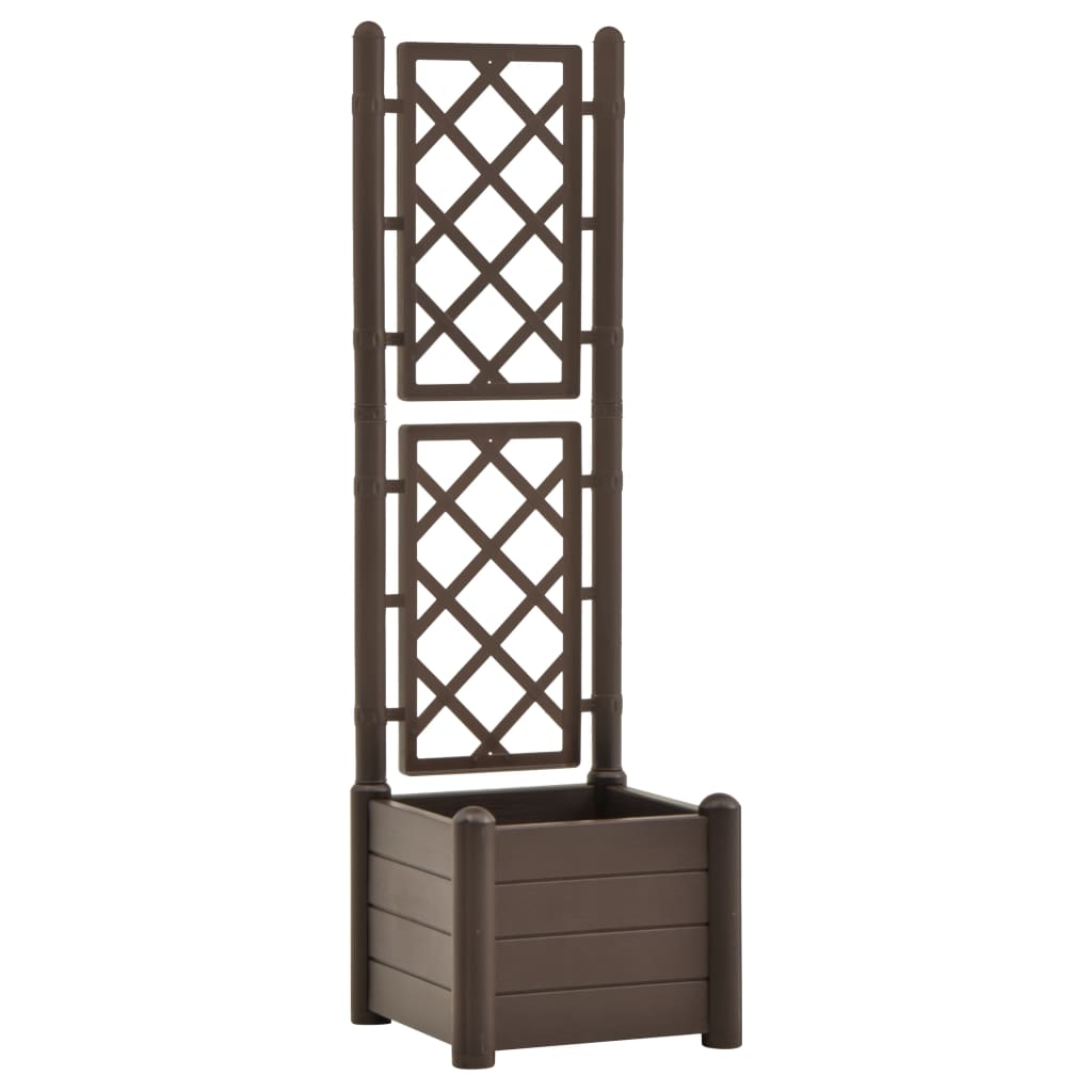 Plantenbak met latwerk 43x43x142 cm PP mokka