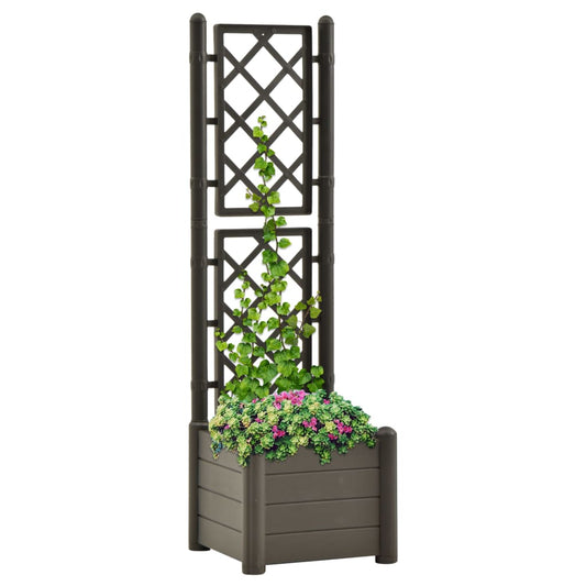 Plantenbak met latwerk 43x43x142 cm PP antracietkleurig