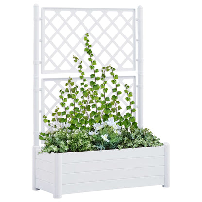 Plantenbak met latwerk 100x43x142 cm PP wit