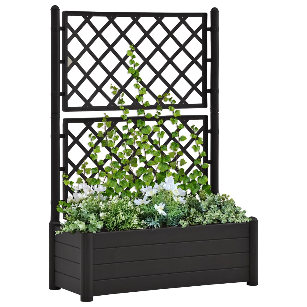 Plantenbak met latwerk 100x43x142 cm PP antraciet