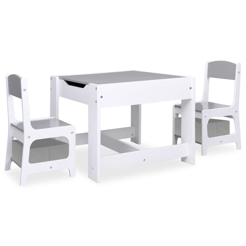 Kindertafel met 2 stoelen MDF wit