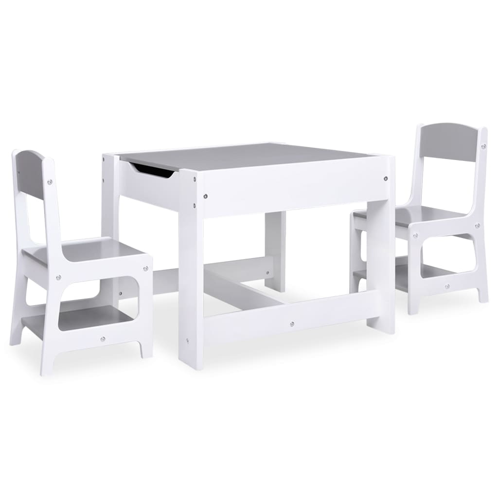 Kindertafel met 2 stoelen MDF wit