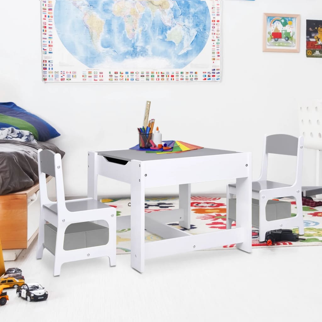 Kindertafel met 2 stoelen MDF wit