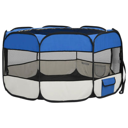 Hondenren inklapbaar met draagtas 125x125x61 cm blauw