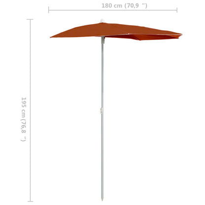 vidaXL Parasol half met paal 180x90 cm terracottakleurig